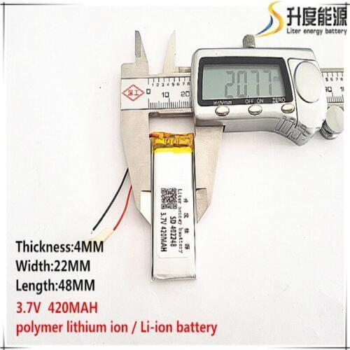 2pcs [SD] 3.7V,420mAH,[402248] Polymer lithium ion / Li-ion battery for TOY,POWER BANK,GPS,mp3,mp4,cell phone,speaker