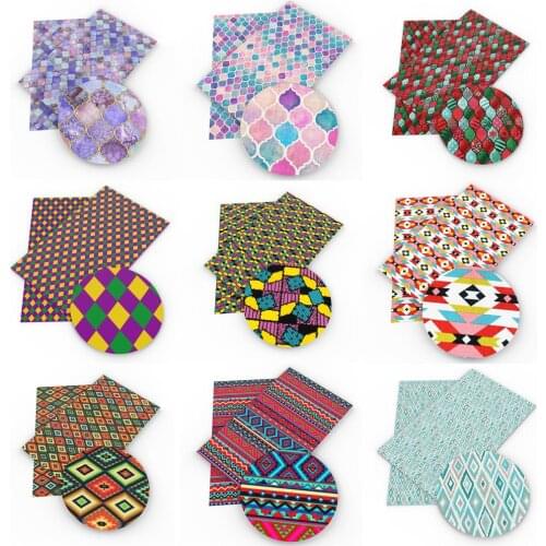 20*33cm Geometric Patterns Ordinary Faux Synthetic Leather Fabric For Bows Leather Crafts DIY Handmade Material,1Yc19133