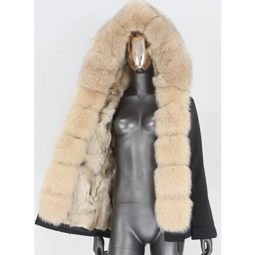 2021 Winter Jacket Women Waterproof Short Parka Real Fox Fur Coat Natural Raccoon Fox Fur Collar Hood Thick Warm Detachable