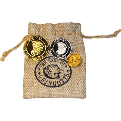 3pcs/set Potter Cosplay Collection Hogwart Gringott Bank Coin Collection Harried Noble Magic School Wizarding World Gift