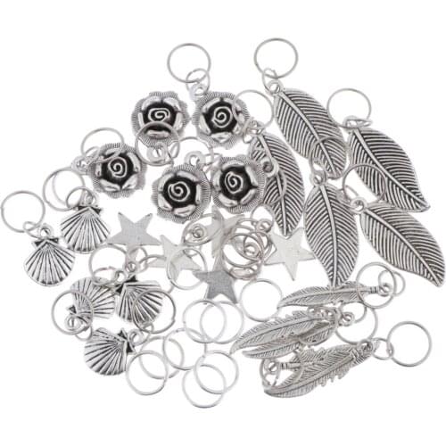 35 Pieces Metal Coil Dreadlocks Rings, Braiding Hair Clip Hair Jewelry Pendant Hair Accessories, Assorted Patterns