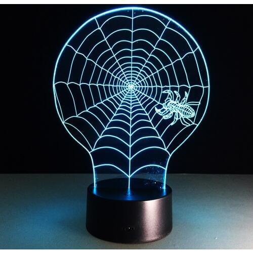 3D spider web colorful acrylic visual stereo LED decorative lamp with black base Bluetooth wireless speaker 3D gift A29