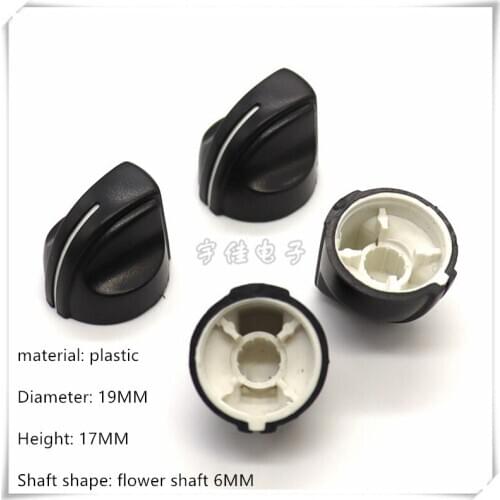 5 Piece 19×17MM black plastic knob cap potentiometer encoder switch knob is suitable for flower shaft 6MM