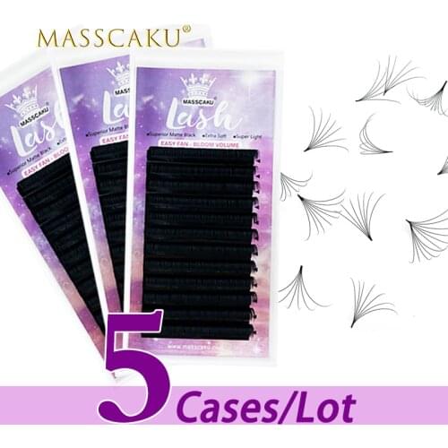 5psc/lot 2021 popular super matte easy fan lashes fast bloom faux mink cils russian volume soft natural eyelash extensions
