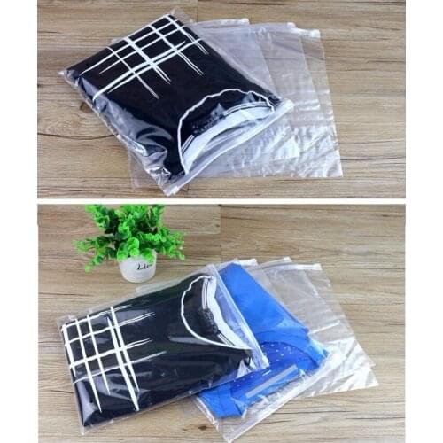 50pcs 7size Clear Poly Travel Bath cloth Package Pouch Cosmetics zipper plastic bag Handkerchief Sock Ziplock T shirt Pack Bag