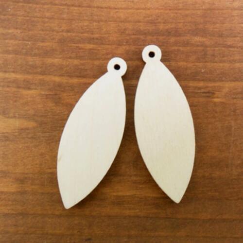 50 pcs Wood Leaf Earring Ovals Blanks Pendants Oval Leaf Shaped 2" H x 3/4" W x 1/8"