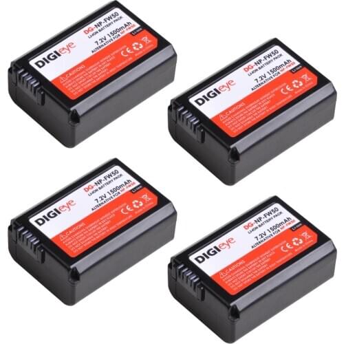 4Pcs NP-FW50 NP FW50 Battery for Sony Alpha a6500 a6300 a6000 a5000 a3000 A7II A7RII A7SII A7S A7S2 A7R