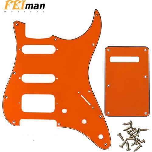 Pleroo Guitar Accessories Pickguard with back plate and 11 screws for Fender Stratocaster USA/Mexican Standard strat HSS guitar