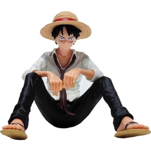 Anime One Piece Figures Sitting Luffy Figurine Shirt Photo Artist Stylist Model Decoration Toys luffy PVC Action Figure Gifts