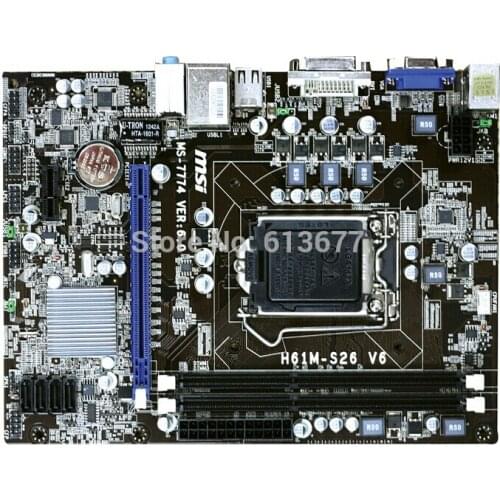 Free shipping original motherboard for MSI H61M-S26 V6 DDR3 LGA 1155 H61 Desktop Motherboard