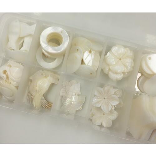 15-30MM "Animal & Flower Pendants " 63Pcs/Set Natural Shell Charms & Pendants Jewelry Beads