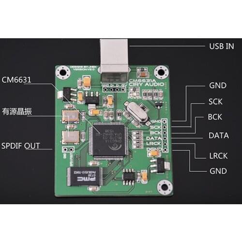 CM6631A Digital Interface Module DAC Board USB to IIS SPDIF Output sampling 24Bit 24Bit 192K 384K ASIO