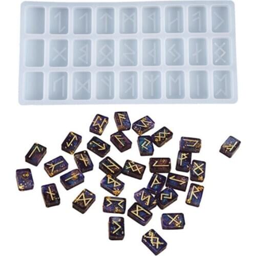 Energy Symbol Runes Letter Word Model Mirror Casting Silicone Mould Crystal Epoxy Resin Mold DIY Pendant Making Tool