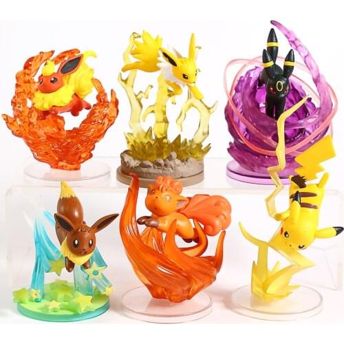 Pokemon Gallery Figures Vol.1 Pikachu Flareon Jolteon Umbreon Eevee Vulpix 6pcs/set