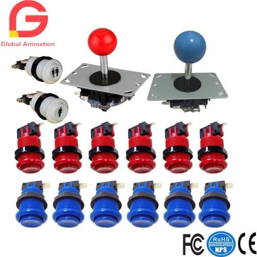 Classic Arcade Game DIY Part for Mame Cabinet 2x 8 Way Arcade Joystick + 14 x Arcade Push Button with microswitches