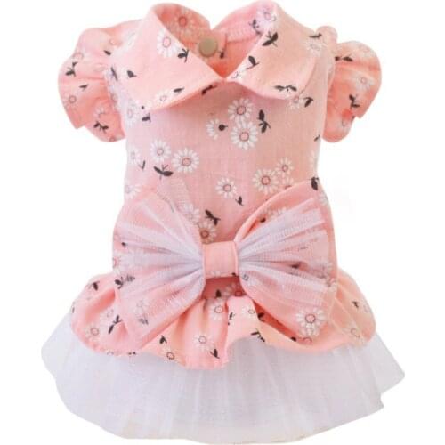 Beautiful Flower Girl Dog Dress Pets Clothes Pet Puppy Skirt Full of Flower Patterns Perfect for Daily Wear Holidays