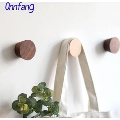 Round Wood Hooks Clothes Coat Racks Wall Hook Beech Black Walnut Bag Hat Nordic Rack Hook Wall Hanger Modern Home Decoration
