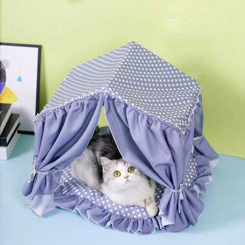 Cat House Bed Winter Warm Dot Pet Puppy Cave Kennel Comfortable Washable Cat Sleeping Bed Top Quality dog beds for small dogs