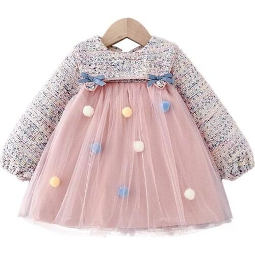 Sweet Winter Girls Dress Kids Princess Balls Dress Children Baby Infants Long Sleeve Velvet Thicken Fairy Dresses