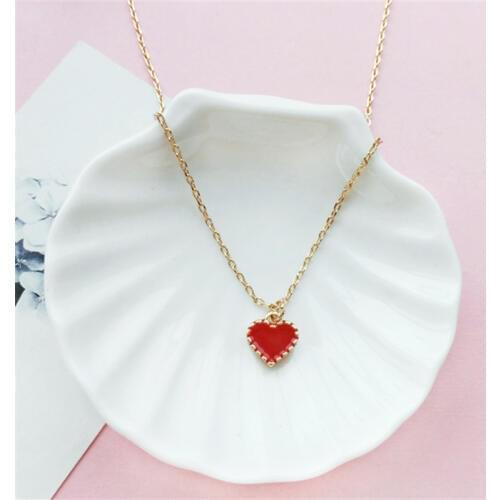 Fashion woman clothing accessories necklace Red hearts collarbone chain with minimalist collarbone chain necklace for woman