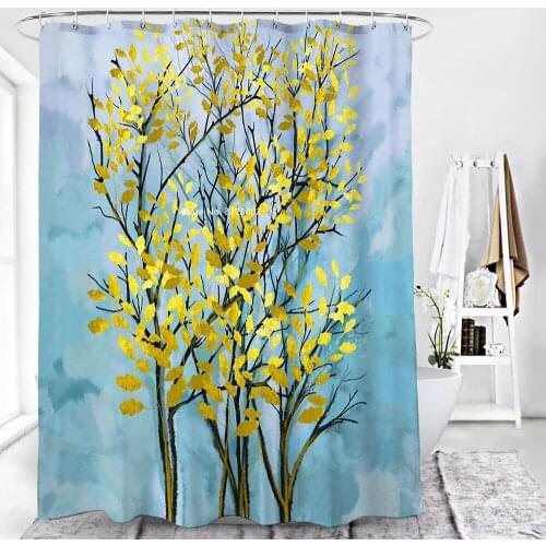 Fashion Plant-based Shower Curtain for Bathroom Decoration Waterproof and Mildew Proof Creative Shower Curtain with Hook