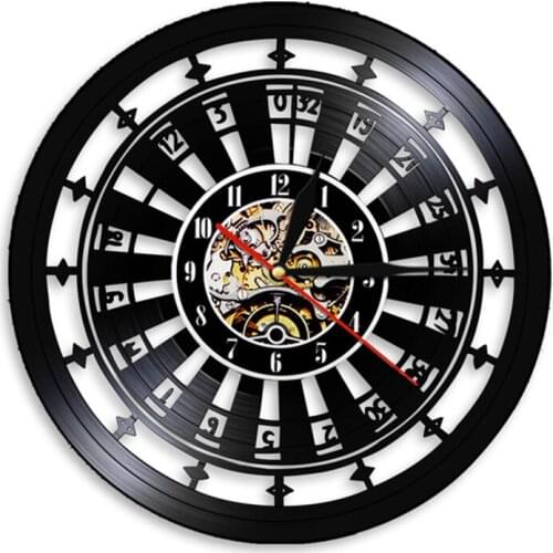 Casino Gambling Roulette LED Wall Clock Las Vegas Wall Decor 777 Poker Game Vinyl Record Wall Clock Playing Card Clocks Watch