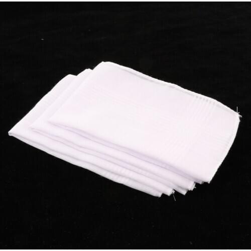 Pack 3PCS of Solid White Cotton Handkerchiefs Party Wedding Hankies for Men