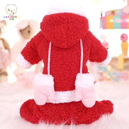Small Dog Clothes Autumn And Winter Clothing Pet Clothes Christmas Costume Cat Puppy Hooded Jumpsuit Fully Shrouded The Belly