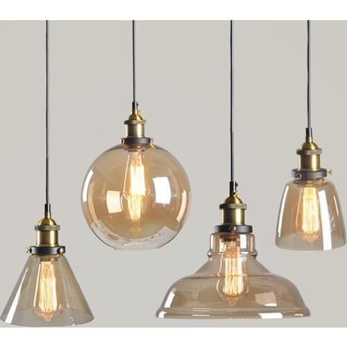 Retro Industrial Glass Edison Pendant Light With Edison bulb Loft LED Suspension Lamps PA0009