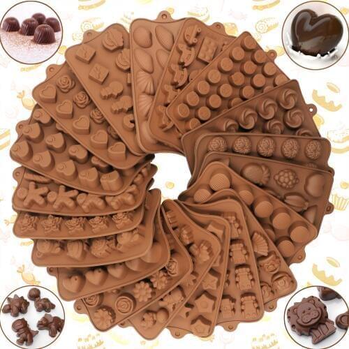 New Silicone Chocolate Molds 29 Shapes Chocolate cake Baking Tools Non-stick Cake Molds Jelly&Candy Molds 3D shape DIY Hot Sale