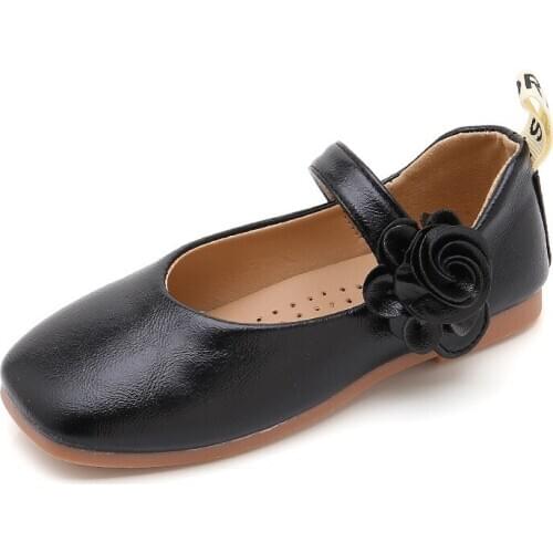 Skoex 2020 New Kids Flat Shoes Fashion Flowers Girls Pu Leather Princess Shoes Party Wedding Dress Shoes Children School Shoe