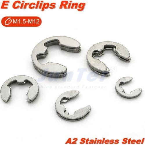 1000pcs/lot M1.5 M2 M2.5 M3 M4 M5 M6 M7 M8 M9 M12 DIN6799 A2 Stainless Steel E Circlips Retaining Ring For Shafts Circlips Snap