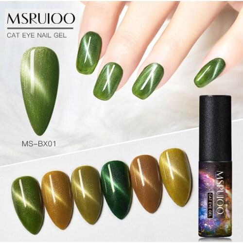 MSRUIOO 5ml Cat Eye Gel Nail Polish Magnetic Soak Off UV Gel Varnish Nail Art Manicure Gel Semi Permanent 3D Effect Gel Lacquer
