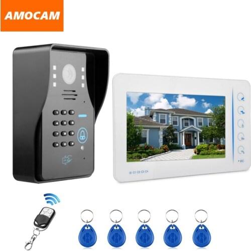 7" Touch Monitor Video Intercom Doorbell door phone System Kit Password/5 Pcs RFID Keyfobs/Remote IR Night Vision Camera