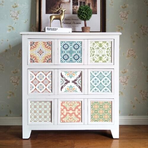 Retro Waterproof Tile Stickers for Kitchen Bathroom PVC DIY Geometric Abstract Wall Stickers Living Room DIY Decor Wallpaper