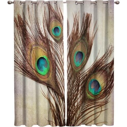 Peacock Feathers Window Treatments Curtains Valance Curtain Lights Living Room Kitchen Bedroom Decor Kids Room Curtain Panels