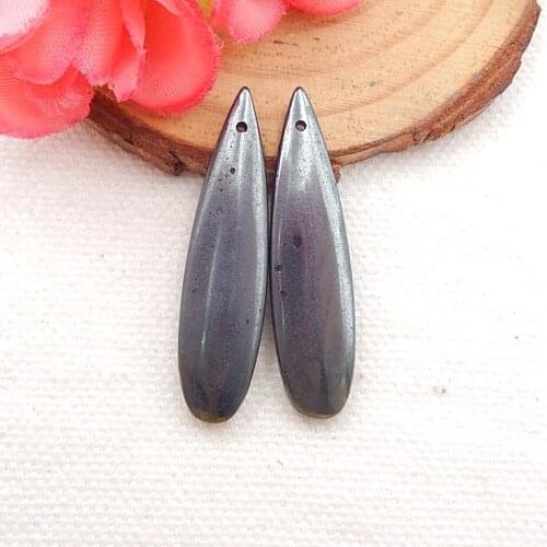 Charms Women Jewelry Gift Gem Customized,Semiprecious Gems Hematite and Earrings Pairs,36x9x5mm,8.7g
