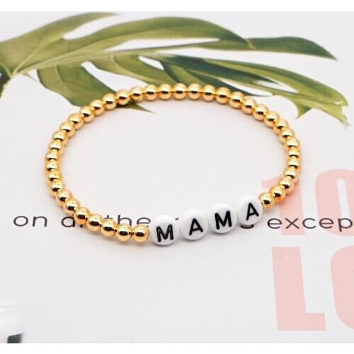 Go2Boho MAMA Letter Bracelet For Women Beaded Bracelets Gift Trendy Jewelry Femme Fadeless Gold Plated Beads Female Bangle
