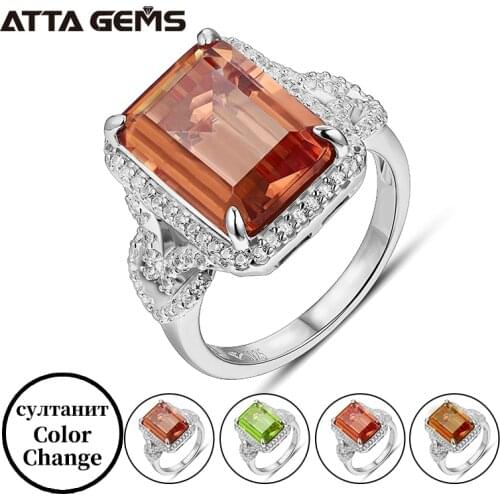 Zultanite Color Change Diaspore Sterling Silver Ring 7.4 Carats Octagon Cut Created Sultanite Classic Ring Women Gifts