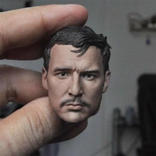 1/6 Pedro Pascal Head Sculpt PVC Male Soldier Head Carving Fit 12'' Action Figure Body
