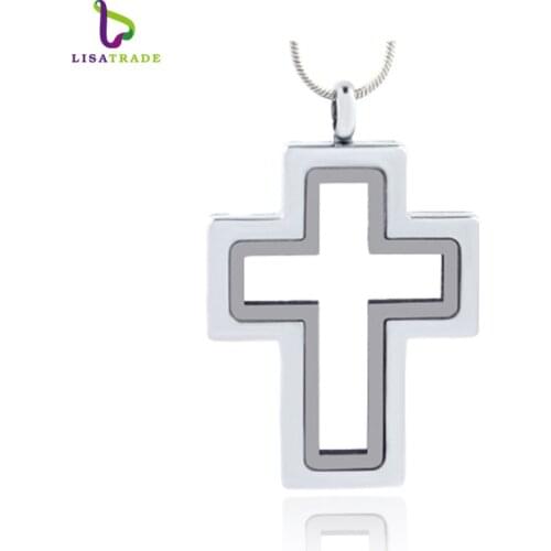 1PC Silver Color Cross magnetic glass floating charm locket Zinc Alloy 40*30mm (chains included for free) LSFL015-1
