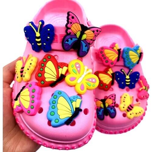 10PCS/Set Animal Cartoon Shoes Charms Butterfly Icon Shoe Decoration PVC Soft Croc Accessories Buckles For Girls BB Gifts
