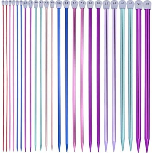 2Pcs/Set 35cm Single Pointed Knitting Needles Pins Straight Aluminum DIY Weaving Tool Long Sweater Scarf Needle 2.0-12mm