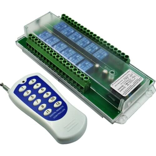 433MHz 12CH Wireless Remote Control Switch 12 Buttons AC 220V 12 Channel Relay RF Switch Transmitter Receiver