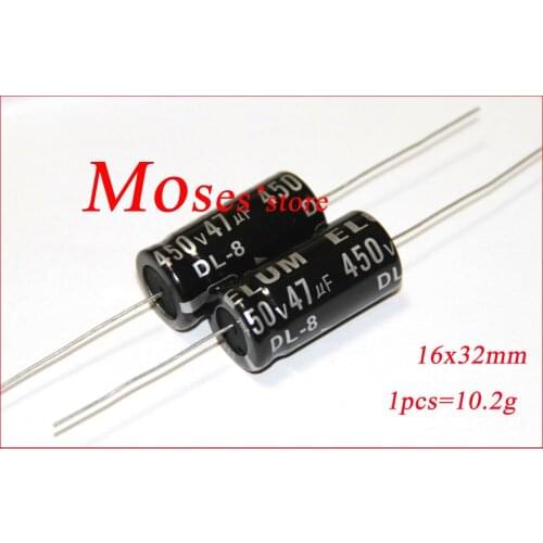 450v 47uf 100% Original New ELUM Axial Audio Electrolytic Capacitor Capacitance 16x32mm +/- 20