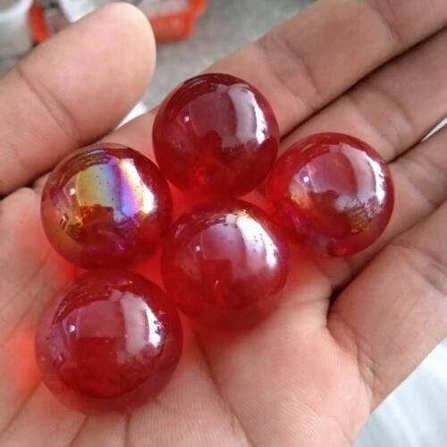 5 Pcs Natural Red Crystal Ball Clear Quartz Sphere Aura Angel Chakra Electroplated Orb Minerals Healing Massage Gifts