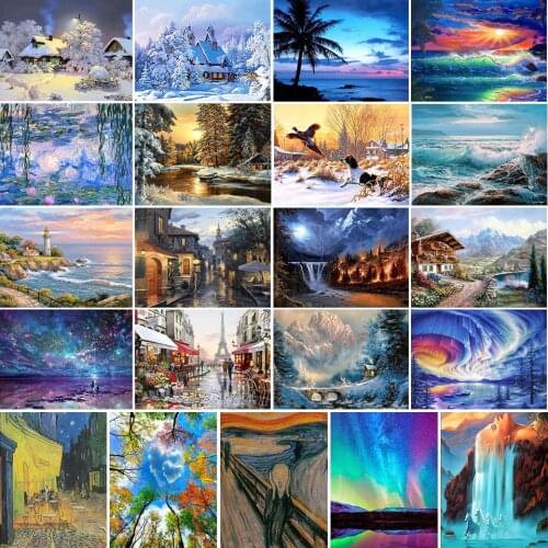 5D DIY Diamond Painting landscape Cross Stitch Kits Full Drill Embroidery Nature Mosaic Winter Art Picture of Rhinestones Decor