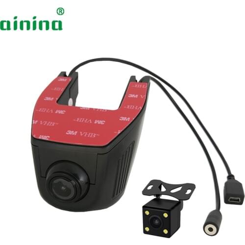 Ainina WiFi Dual lens hidden car dvr camera HD wifi dashcam with rear camera , two lens wifi car camera recorder