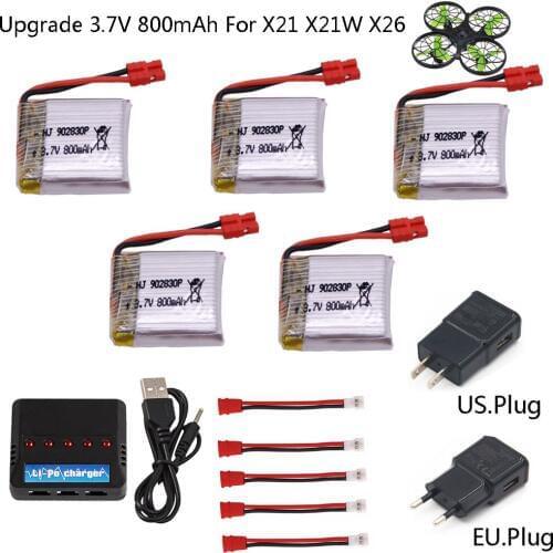 Battery and Chager for SYMA X21 X21W X26 Quadcopter Spare Parts 3.7V 800mAh lipo battery for Remote Control Helicopter toy parts