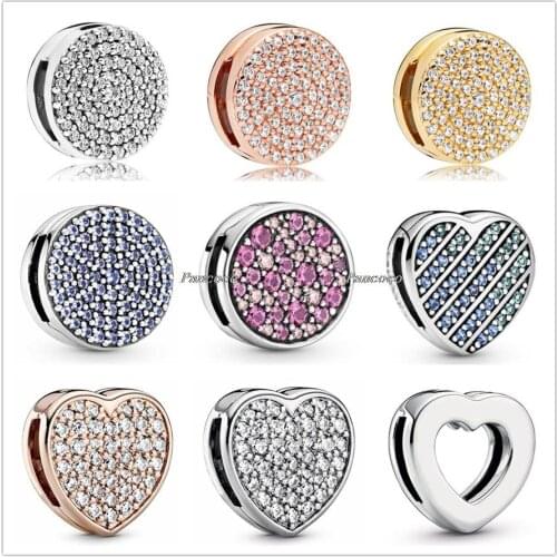 Authentic 925 Sterling Silver Reflexions Dazzling Elegance Clip With Crystal Charm Fit Pandora Women Bracelet & Necklace Jewelry
